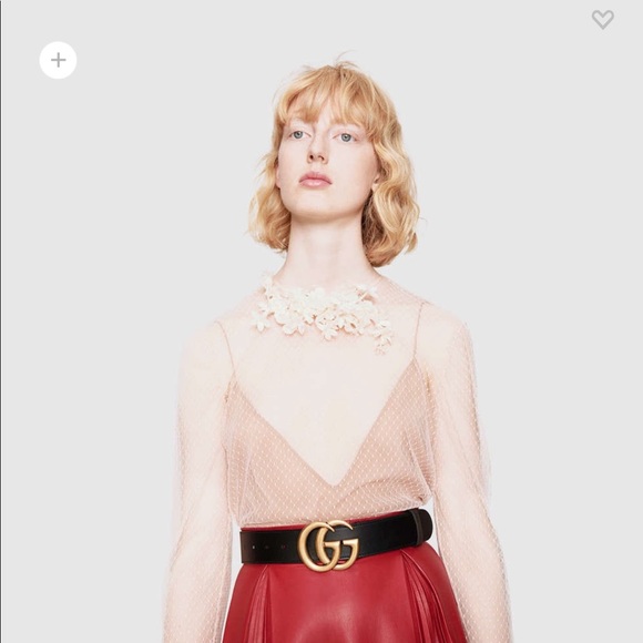 Leather belt with double G buckle - Picture 2 of 8